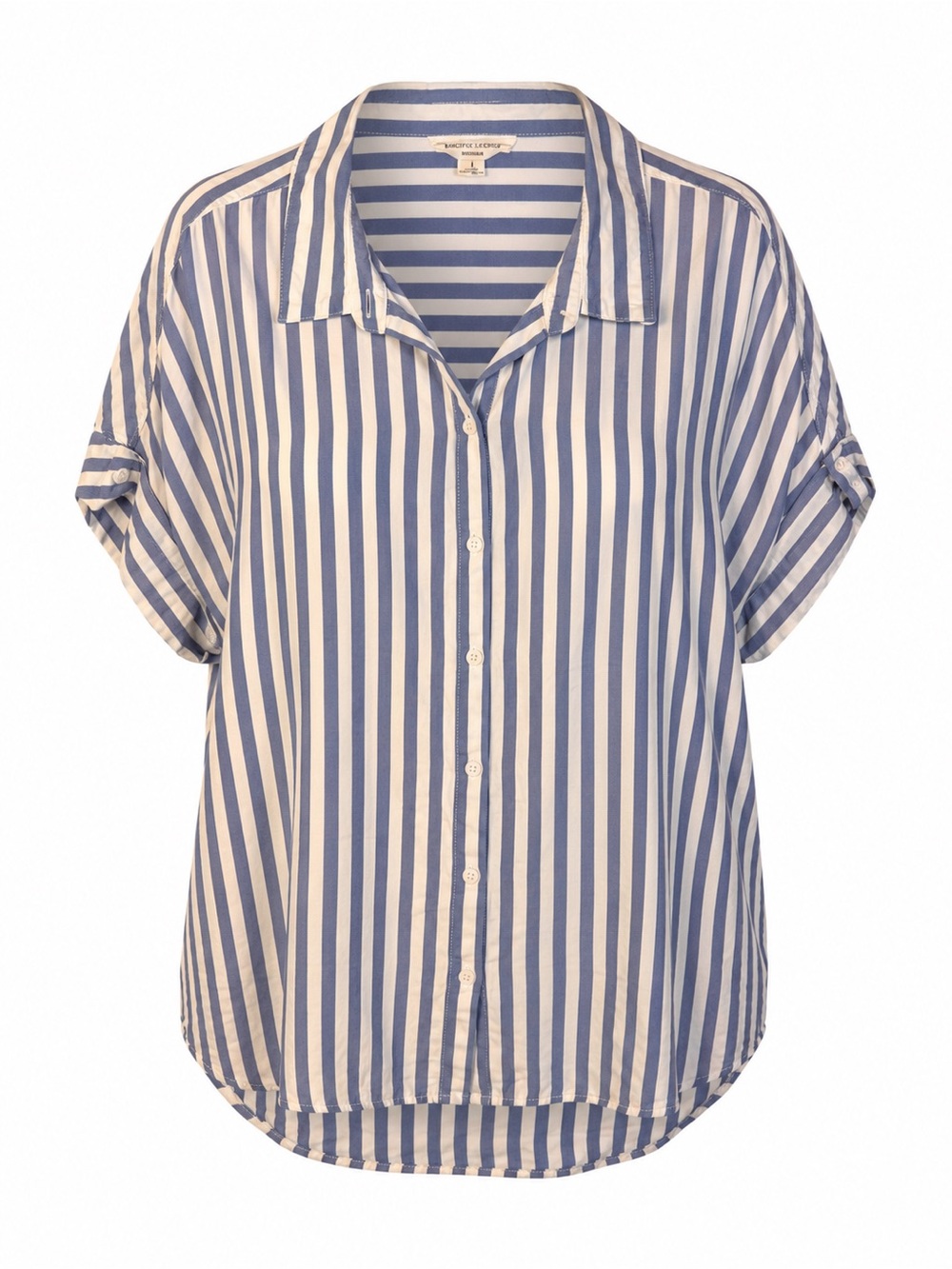 beachlunchlounge Blue and White Vertical Stripe Button-Down Top